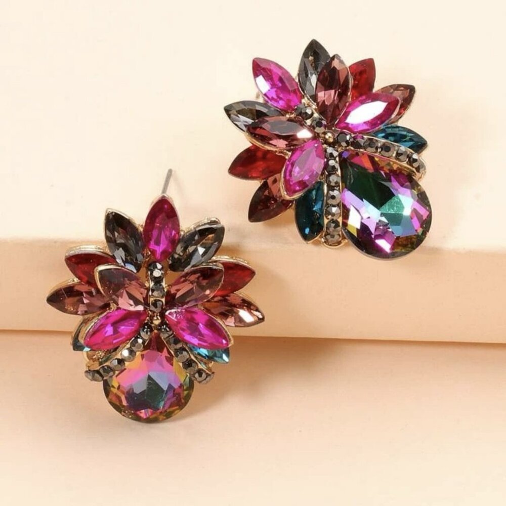 Classy Gemstone Stud Multicolor Earrings for women